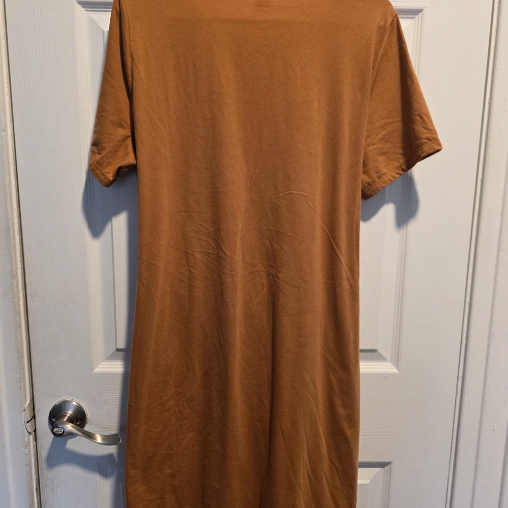 Spring Tie-Front Short Sleeve Midi Dress in Rust/Brown..NWOT - Picture 3 of 9